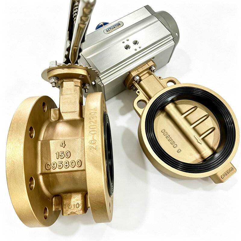 API 609 C95800 Aluminum Bronze Pneumatic Flanged Butterfly Valve for Seawater